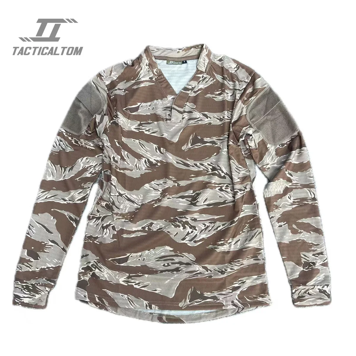 Tactical Tom New Product VS Desert Tiger Spot Long Sleeve Quick Drying Breathable Soft Sleeve V-neck T-shirt