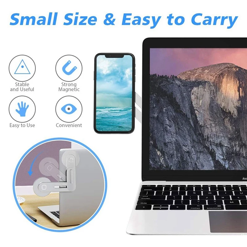 Magnetic Phone Holder Adjustable Phone Monitor Side Holder Portable Foldable Computer Extension Stand-A68X