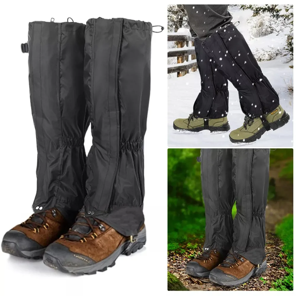 Waterproof Camping Hiking Leg Gaiters Breathable Zipper Snow Boot Gaiters Outdoor Black Walking Boot Gaters Mountain Climbing