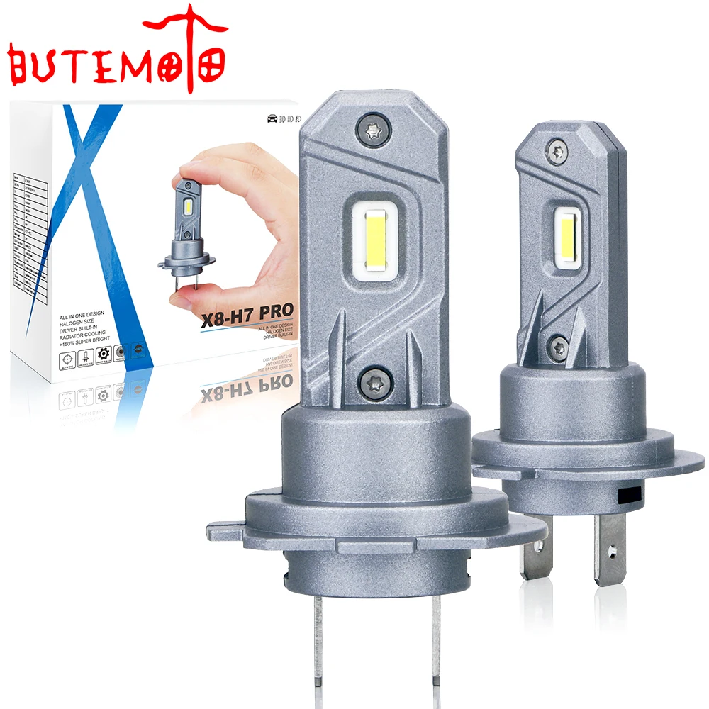 BUTEMOTO H7 Pro Mini LED Car Headlight Bulb 48W 8000LM CSP 12V 24V CANBUS 6000K White Fog Light 360 Lumen Auto Lamp Luces Luz