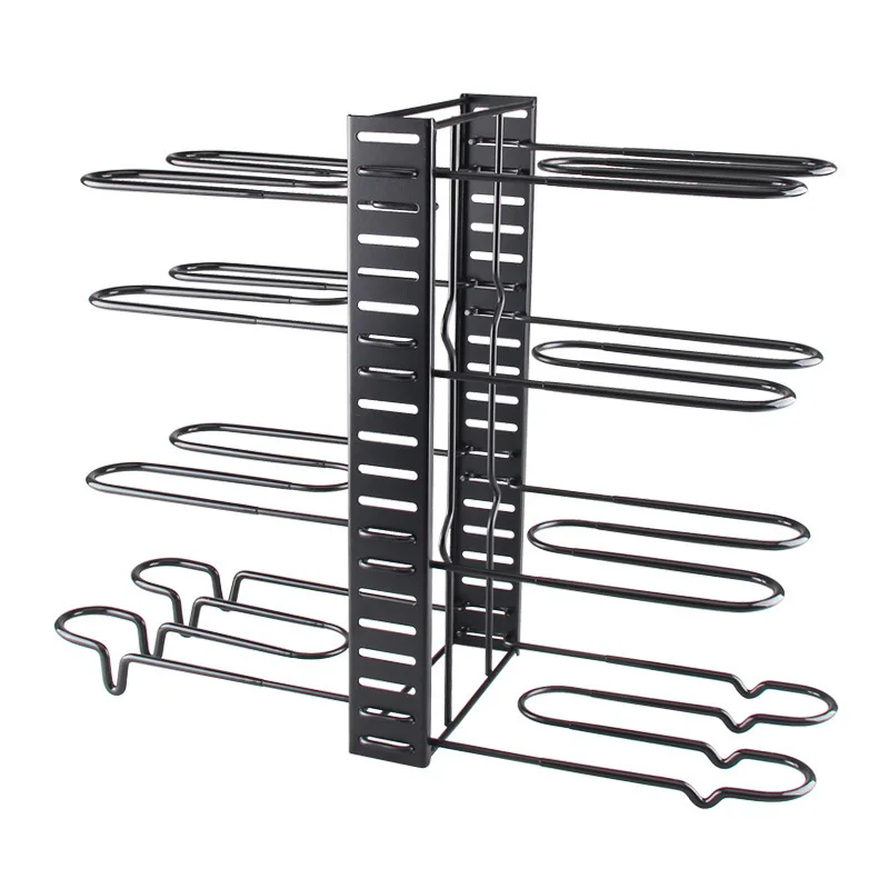 Adjustable Multi-Layer Iron Pot Lid Holder Countertop Kitchen Storage Rack Multi-function Double Side Cookware Organizer Stand