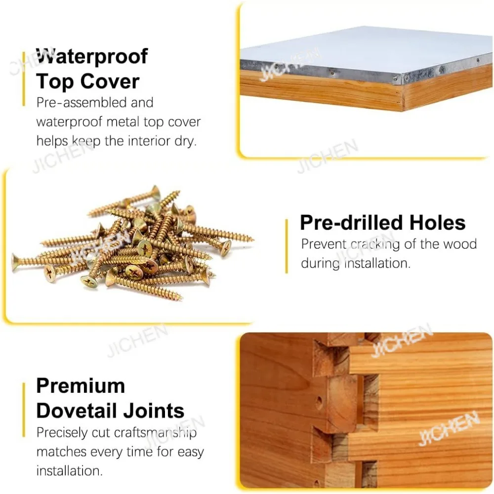 

LY10 frame screened baseplate honeycomb dipped in 100% beeswax beehive kit includes 1 deep box and 1 medium box