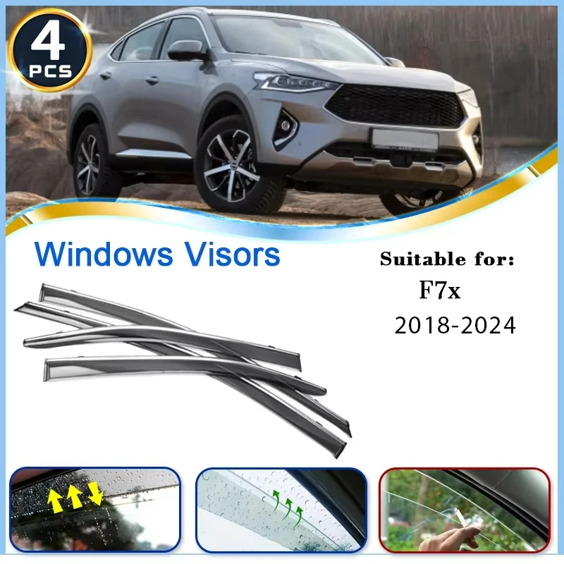 

Автомобильные оконные козырьки для Great Wall Haval F7x 2018-2024, оконные дождевые полоски, дефлектор, лобовые стекла, защитные козырьки, автоаксессуары