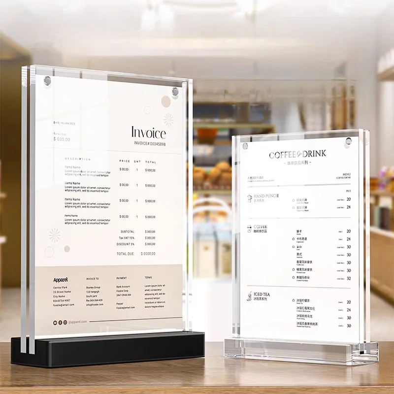 

A6 100x150mm Magnetic Acrylic Sign Holder Display Stand Photo Poster Frame Restaurant Hotel Menu Paper Price List Holder