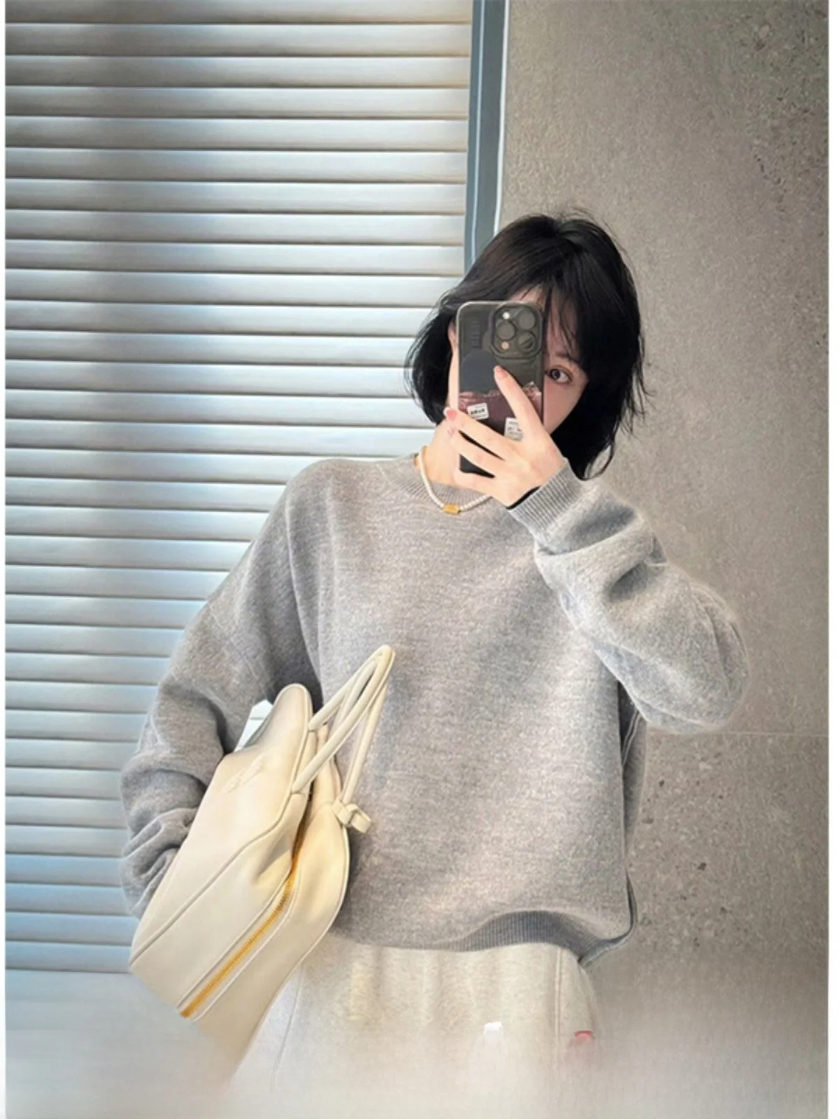 

NANASTORE цветной трикотаж, женский свободный повседневный круглый свитер для похудения, внутренняя одежда, весна 2024, Новое поступление