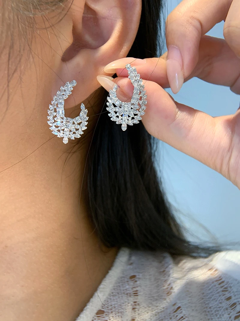 LUOWEND 100% 18K أقراط من الذهب الأبيض تصميم فاخر 1.0 قيراط أقراط الماس الطبيعي الحقيقي للنساء مجوهرات الحفلات العالية #6