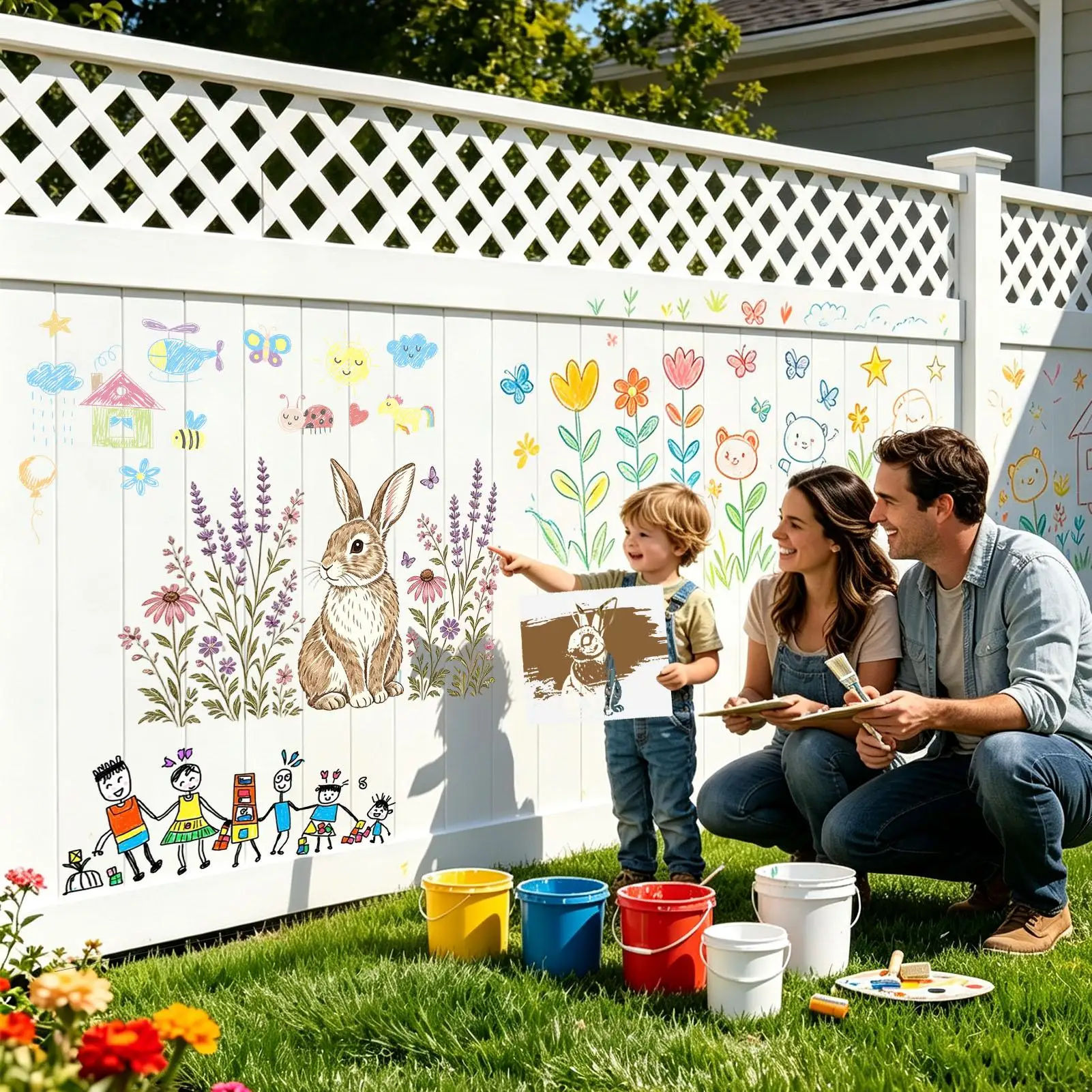 Flower Wall Stencil Reusable DIY Glass Vase Decor Templates Wall Drawing Templates For Artists Homeowners Renters Painters Home
