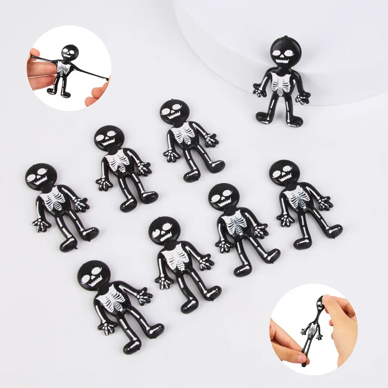 5Pcs New Halloween Simulation Skeleton Skeleton TPR Toys Lala Le Gadgets Children Stress Relief Toys Pinch Music Fidget Toy