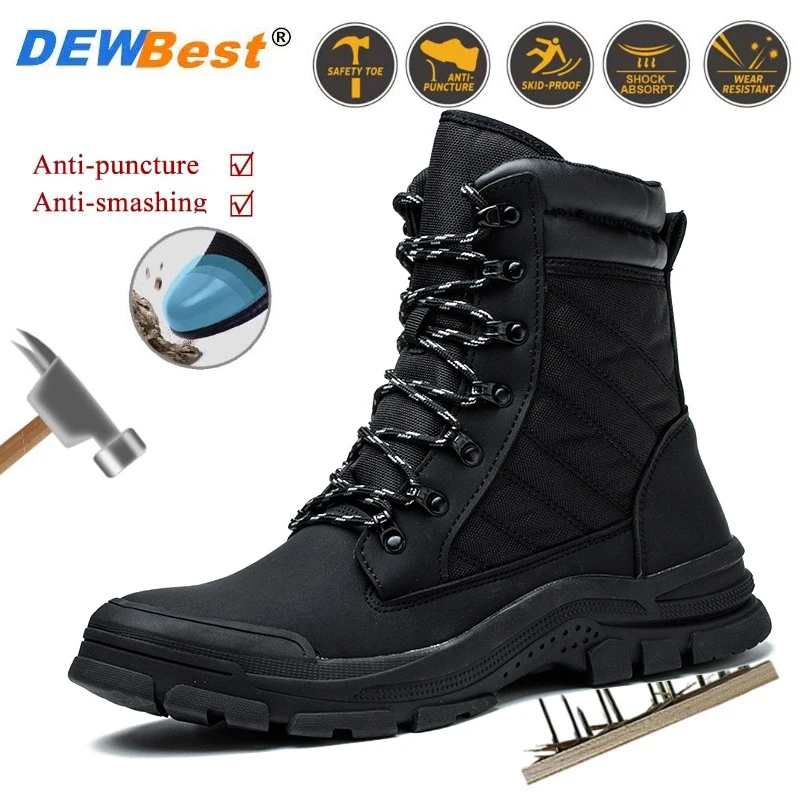 ZAPATOS DE TRABAJO antigolpes y antideslizantes para hombres, protección antipinchazos, punta de acero, resistente al desgaste, cómodos zapatos de