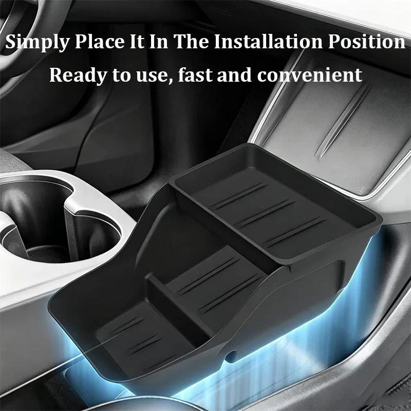 TPE Center Console Lower Storage Box Organizer Tray Container For Tesla Model Y Standard RWD 2026 Car Interior Accessories view 6