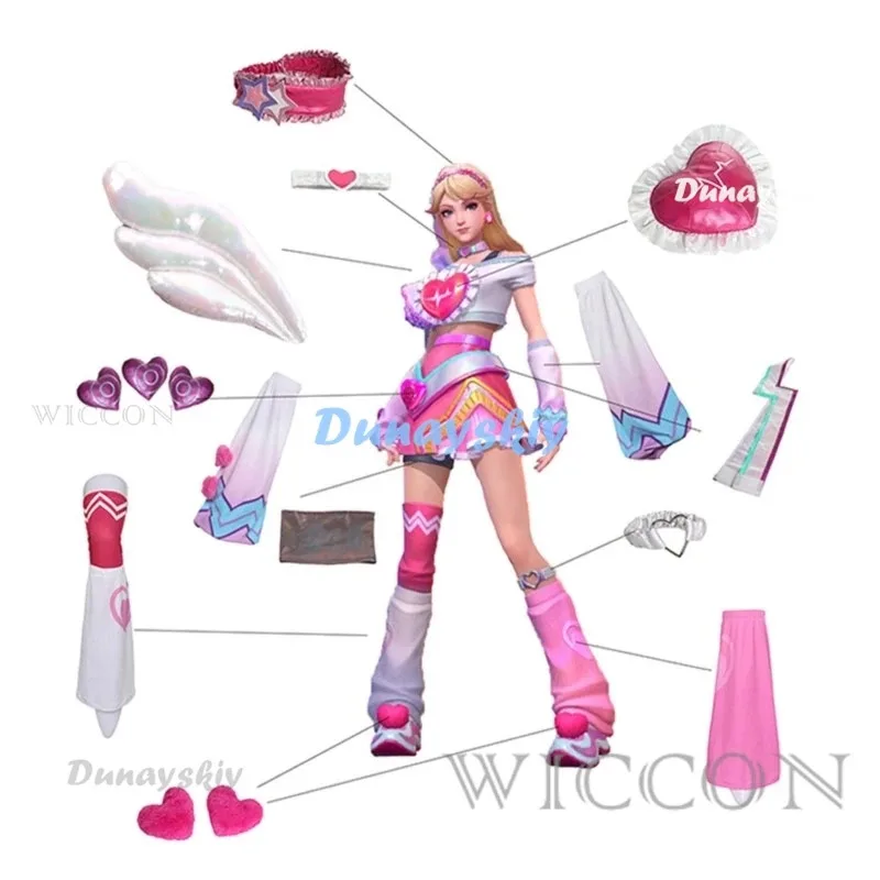 Lovestruck Lux คอสเพลย์เครื่องแต่งกาย LOL วันวาเลนไทน์ผิวใหม่ Lux ผู้หญิงคอสเพลย์เครื่องแต่งกายฮาโลวีนผิวใหม่ Lux ผู้หญิงเครื่องแต่งกาย