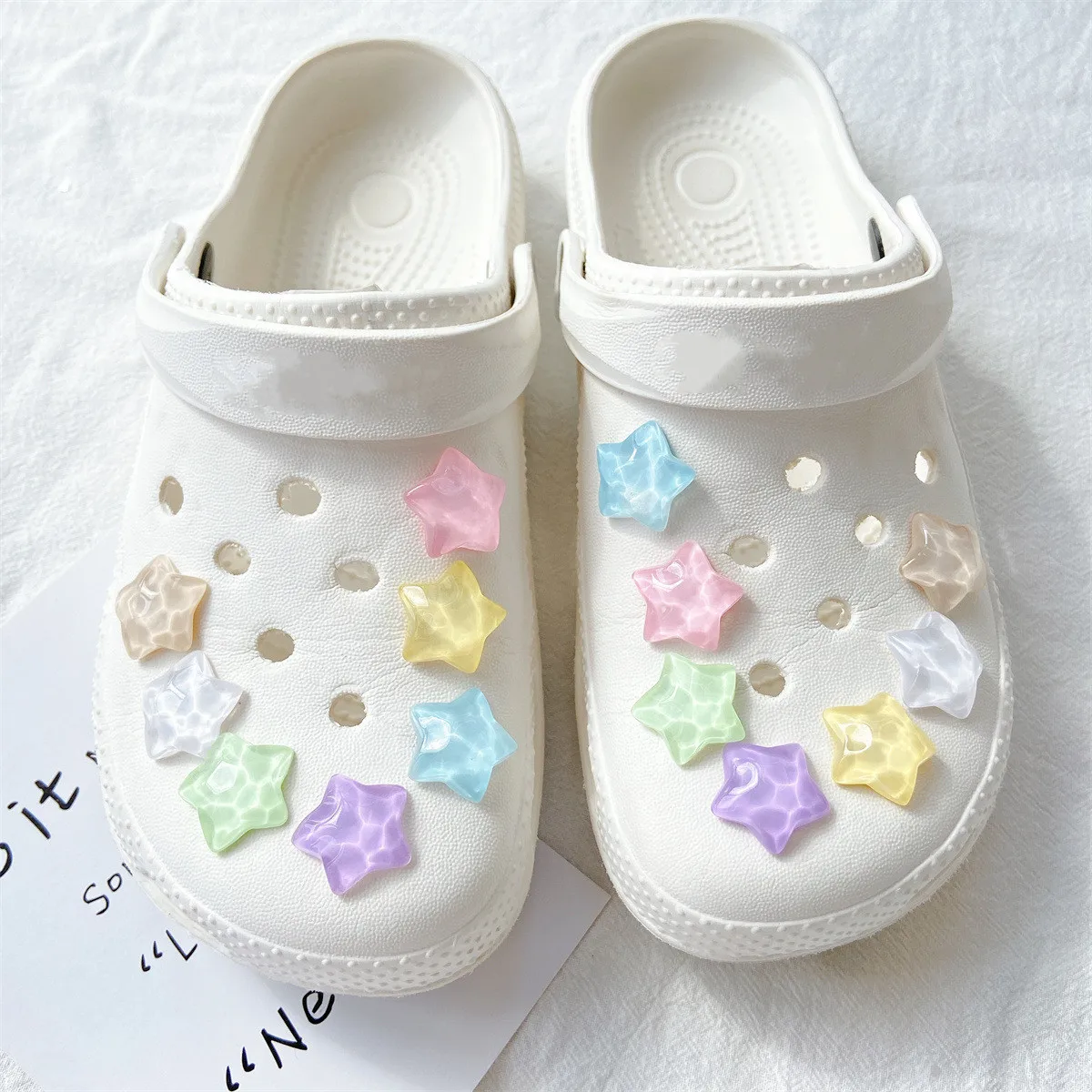 Fashionable Water Ripple Star Hole Buckle Hole Shoe Charms Decorations Colorful Stars Shoes Buckle DIY 3D Hole Shoe Accessories