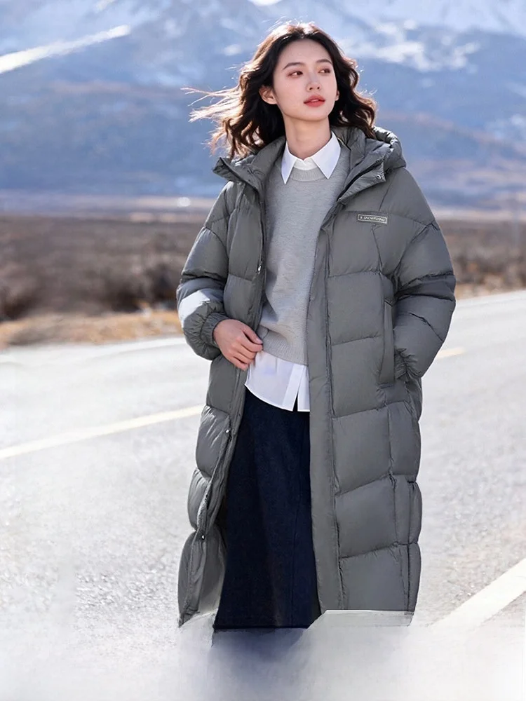 

Snow Fly Winter Thiened Large Size Women's Long down Jaet Korean Sle Commute Windproof Waterproof Warm Hooded Coat