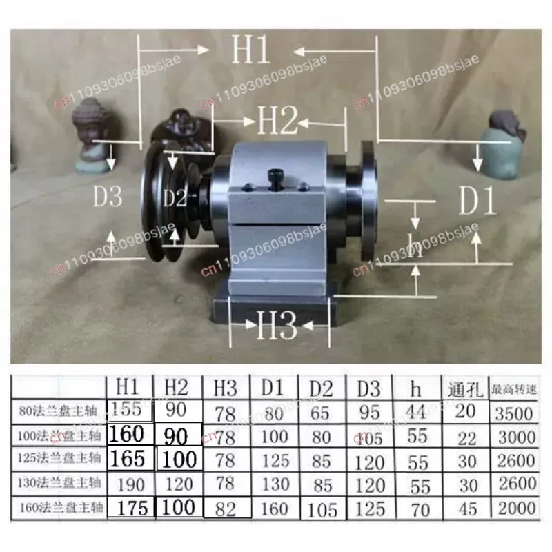 125/160 Machine head HRB bearing, lathe spindle, high-strength lathe head assembly, cast aluminum standard spindle