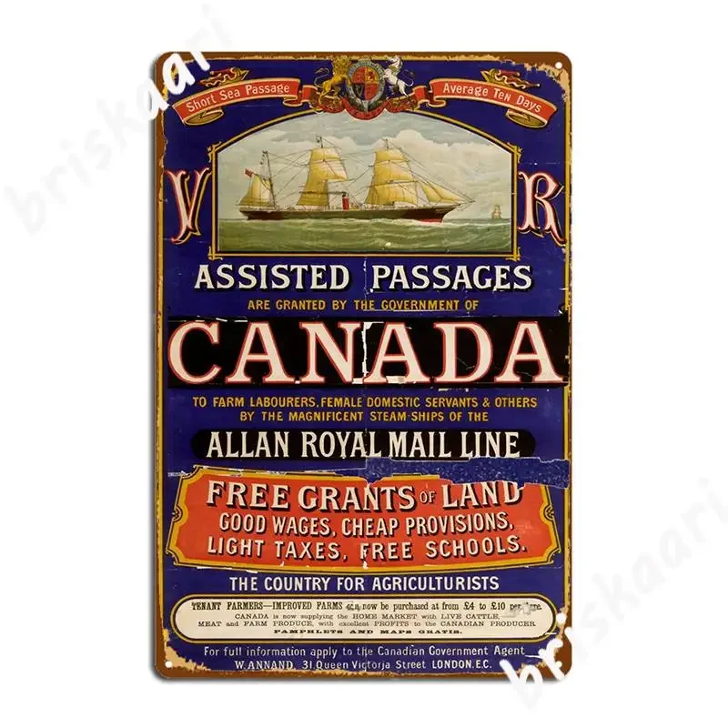 Canada Allan Royal Mail Line Vintage Travel Poster Metal Plaque Poster Wall Plaque Wall Cave Decoration Tin Sign Poster