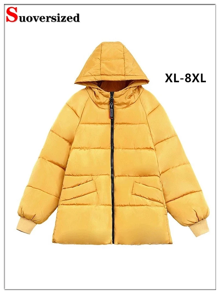 Oversized 8xl Hooded Cotton Padded Parka Mid-length Winter Korean Coats Women Thick Jackets Casual Loose Snow Warm Casaco 140kg