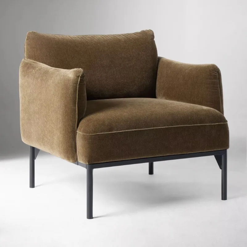 Simple light luxury fabric modern home furniture single armchair sofa suitable for bedroom and living room