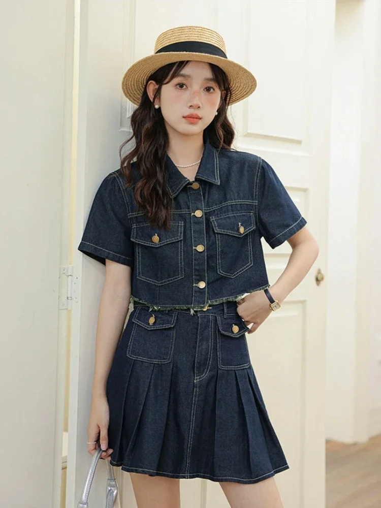 

Short Female Outfits Mini Clothing Trend 2025 The New Function of Matching Full Korea Elegant Casual Women's Two Skirt Piece Set