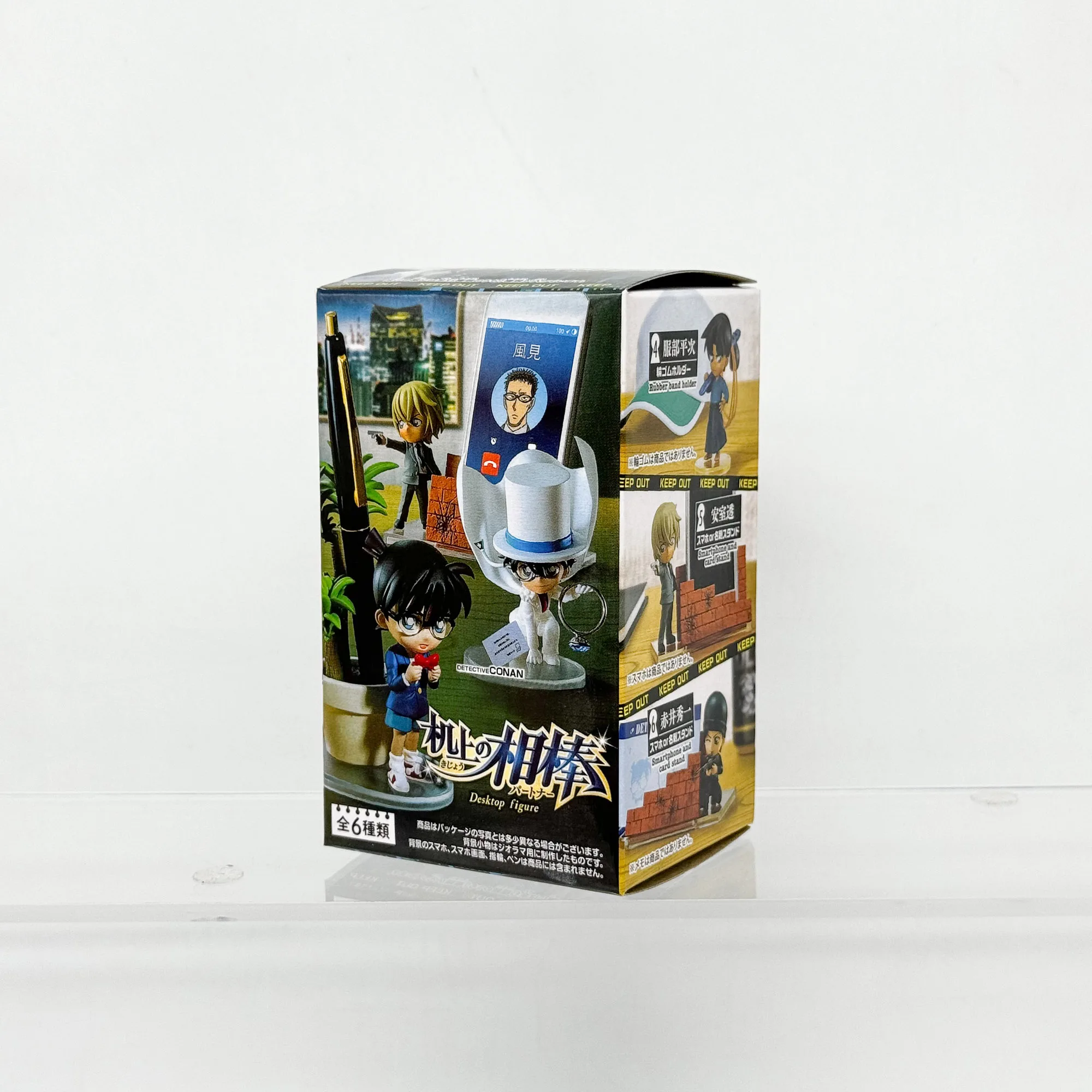 Figuras de anime detetive conan mesa decoração caixa armazenamento caneta telefone anel suporte modelo brinquedo cena caixa cega coleção crianças presentes