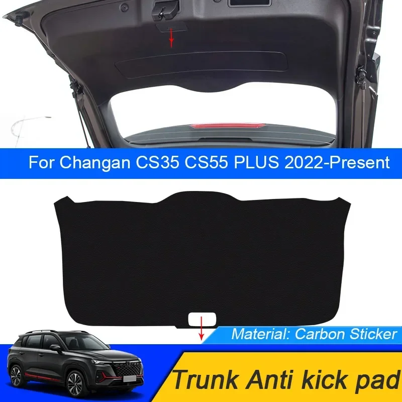 For CHANGAN CS35 CS55 PLUS 2022-2025Car PU Leather Mat Anti-kick Carbon Trunk Weather Dustproof Protection Tailgate Auto Sticker