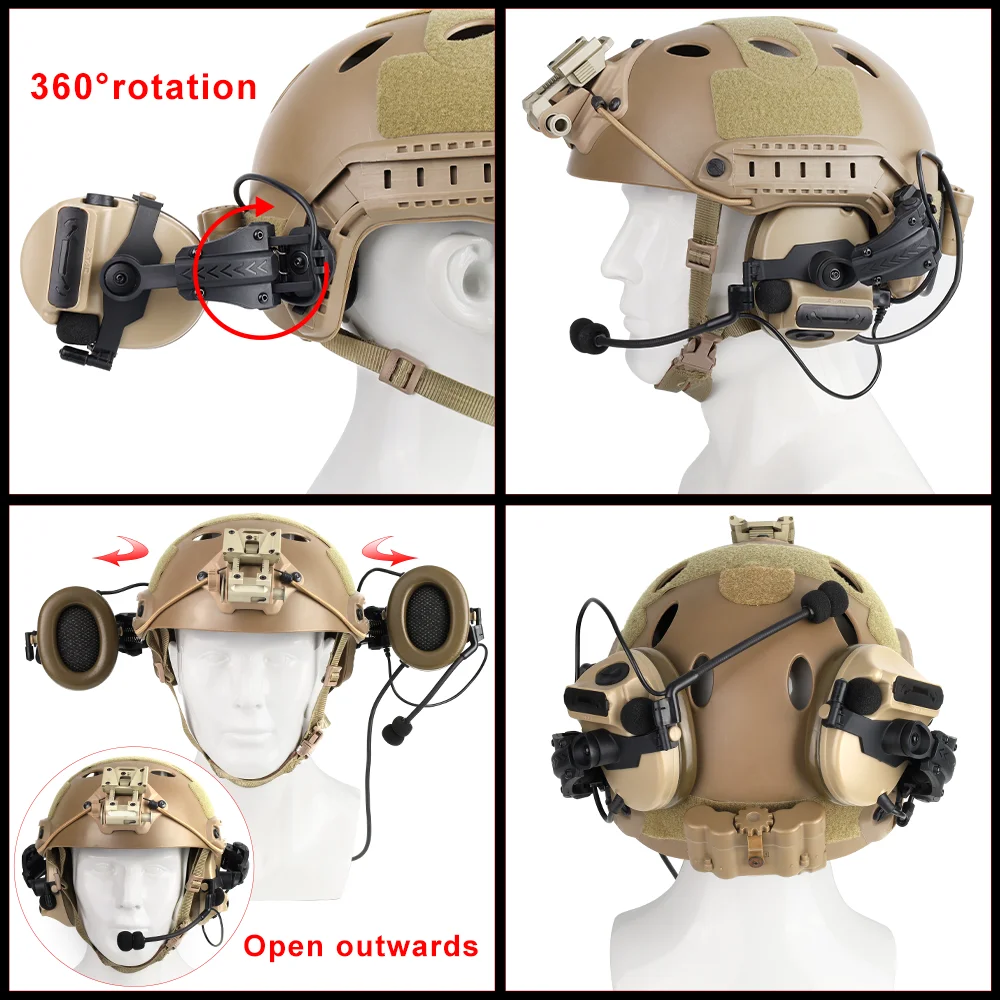 ZTAC-Tactical Helmet Headset, Pelto Comta II, ARC Rail, Redução de Ruído, Captador para Capacete, Adapter Mount, Caça, Novo, 2 em 1