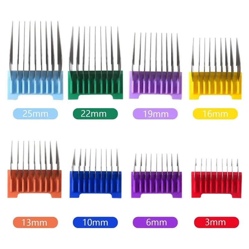 A39F Top For Waldorf ARCO 1854 Electric Clipper Limit Comb Set Animal Pet Shaver Stainless Steel 8-Color Hair Guide