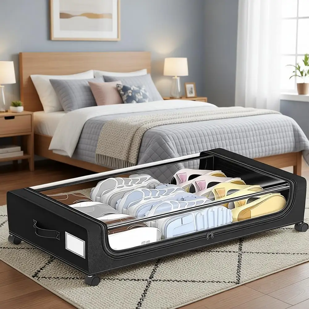 

Rolling Underbed Storage Boxes with Clear Lid, 2-Pack, Space-Saving for Dorms and Bedrooms