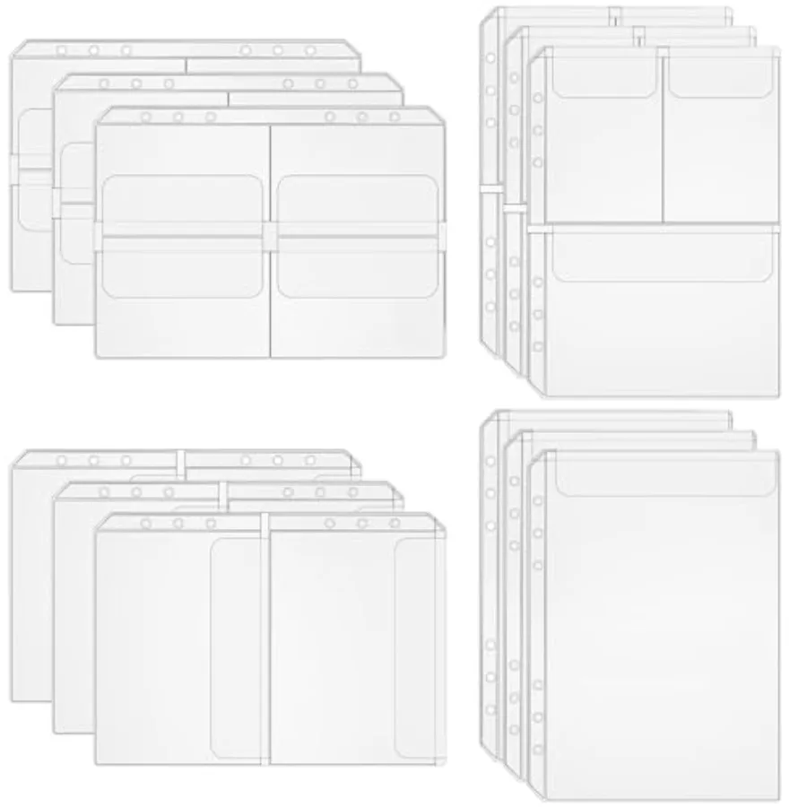 12 Pcs A5 Binder Organizer 6 Hole Pockets Cash Envelopes Photocard Sleeves and Mini Pockets for Binde