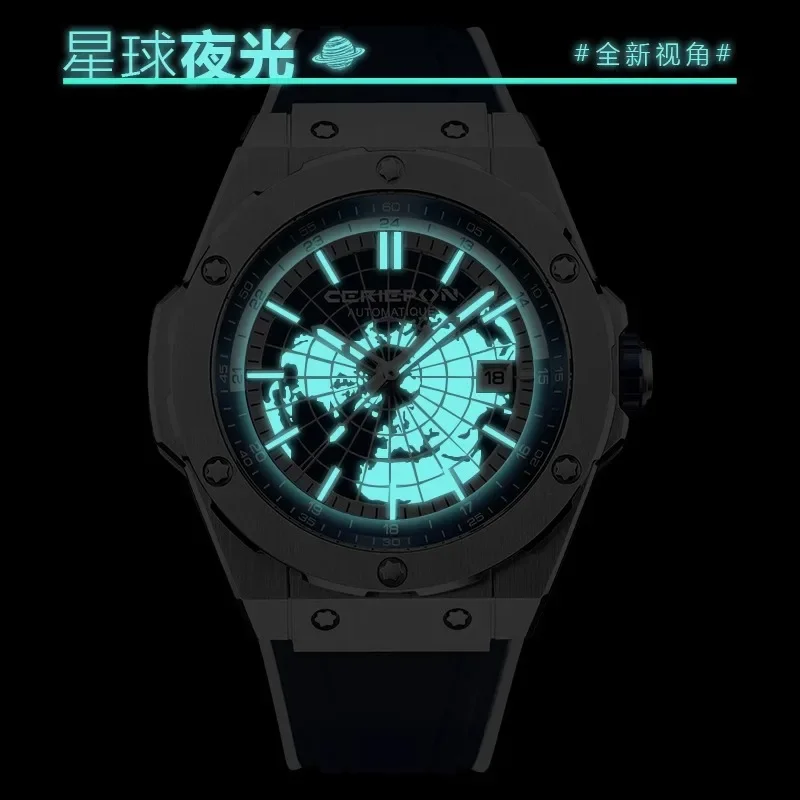 

CERIEPON Men's Mechanical Watch Blue Planet Wandering Earth Watch Night Light Men's Watch Fully Automatic Co Branded