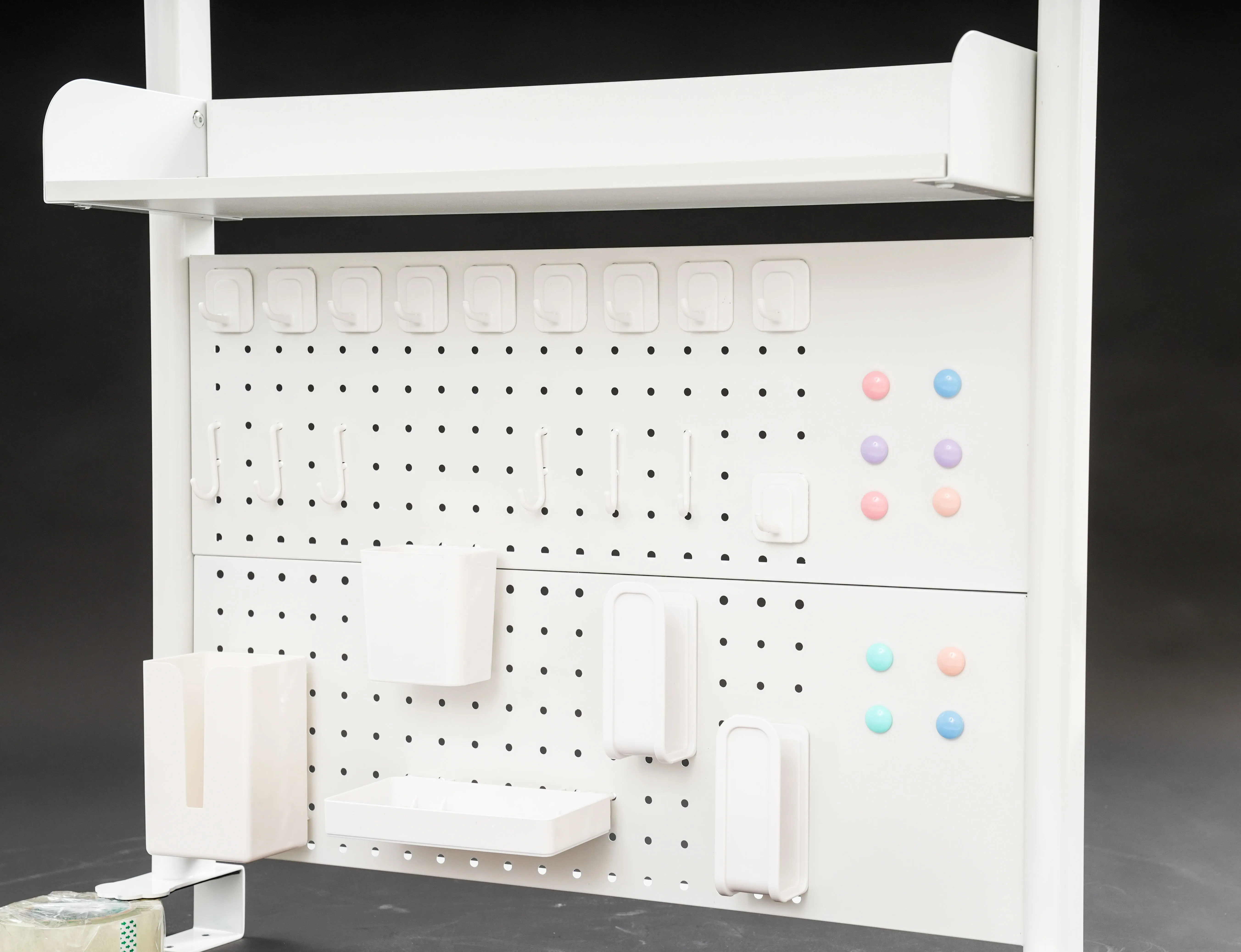 37" Clamp-on Pegboard with Accessories, No Drill Desk Shelf, 2-Tier Organizer with Hooks & Tray, Space Saving Storage Rack for Home Office & Dorm