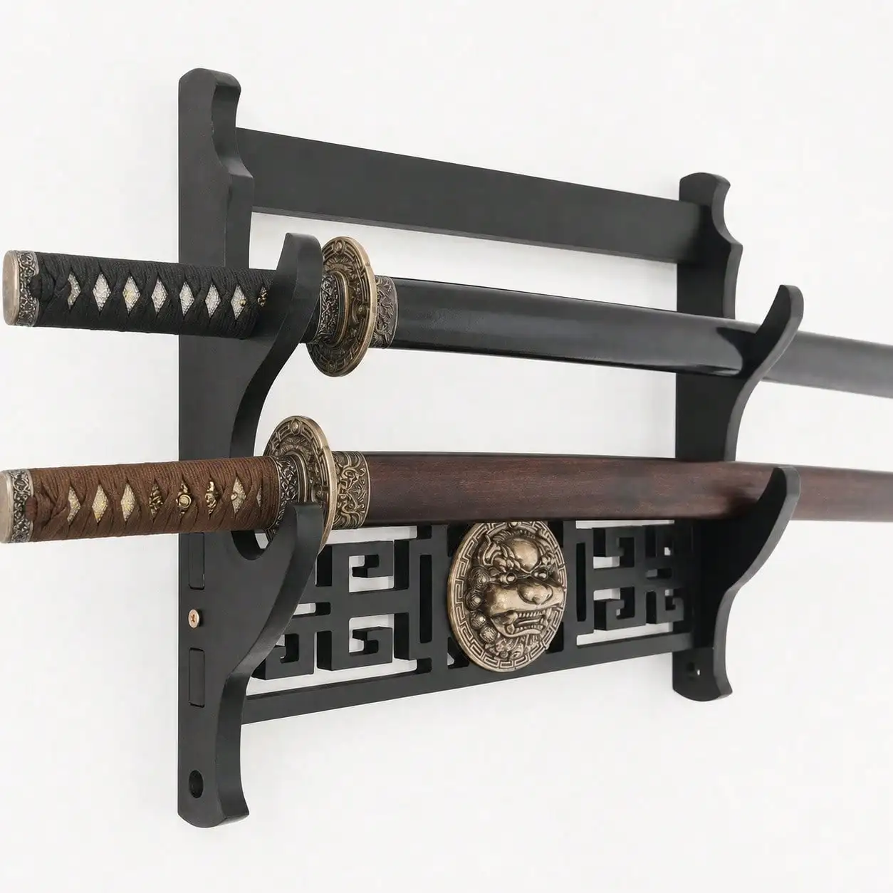 Qilin Head Metal Sword Display Rack 1-4 Tier Countertop Katana Wakizashi Collection Stand Home Office Decor Storage Holder Only