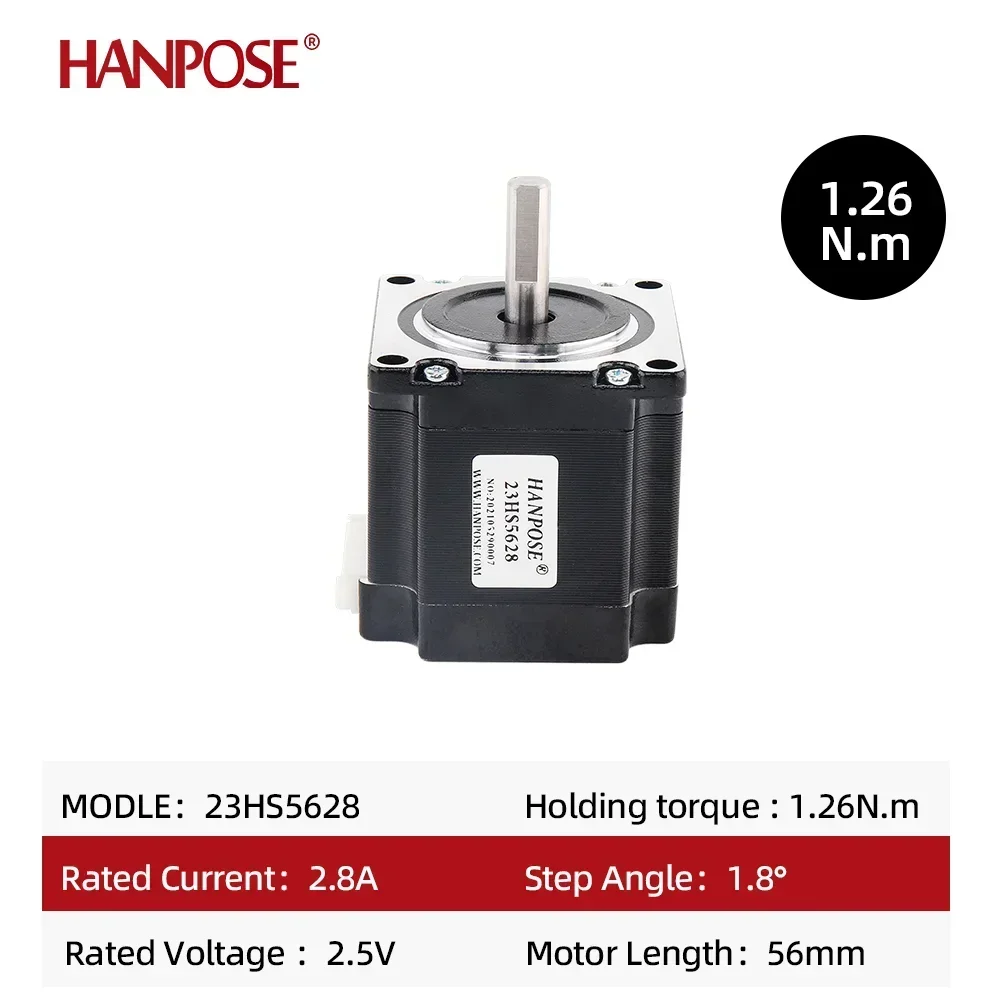 hanpose cnc stepper motor kit 1.8 degree 23HS5628-8mm hybrid bipolar 126N.cm + TB6600 drive 3axis cnc kit nema23 stepper motor