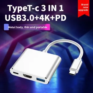 Typ-C zu HDMI 3-in-1 Adapter, USB-C Hub mit 4K HDMI, 3.0 und PD-Ladefunktion für Laptop und Smartphone – Detail 1