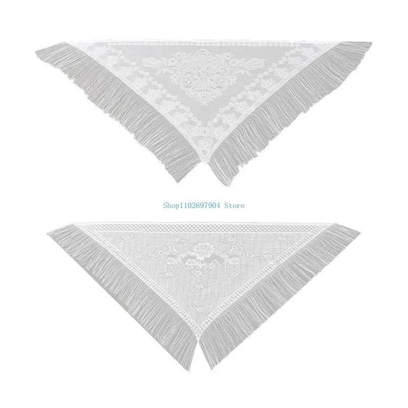 

N7YF All Matching Lace Shawl with Tassels Seethrough Triangular Shoulder Wrap Cover Up Scarf for Women All Mathing Wardrobes