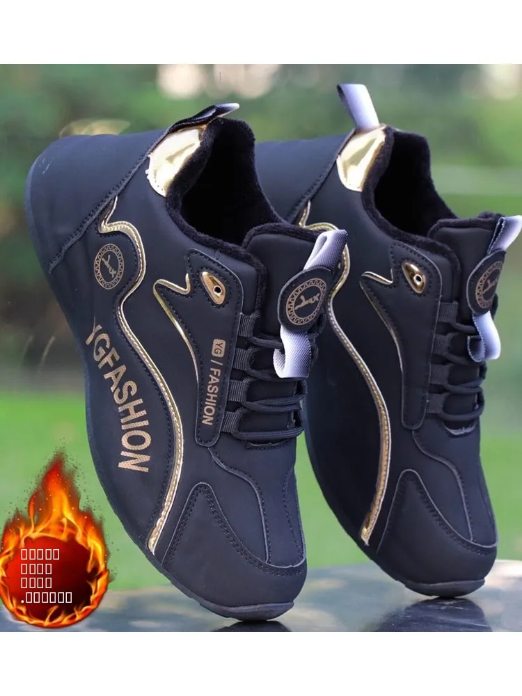 

Модная мужская кожаная обувь, водонепроницаемая, зимняя, теплая, повседневная, спортивная, дорожная обувь, износостойкая, с низким вырезом, на резиновой подошве.