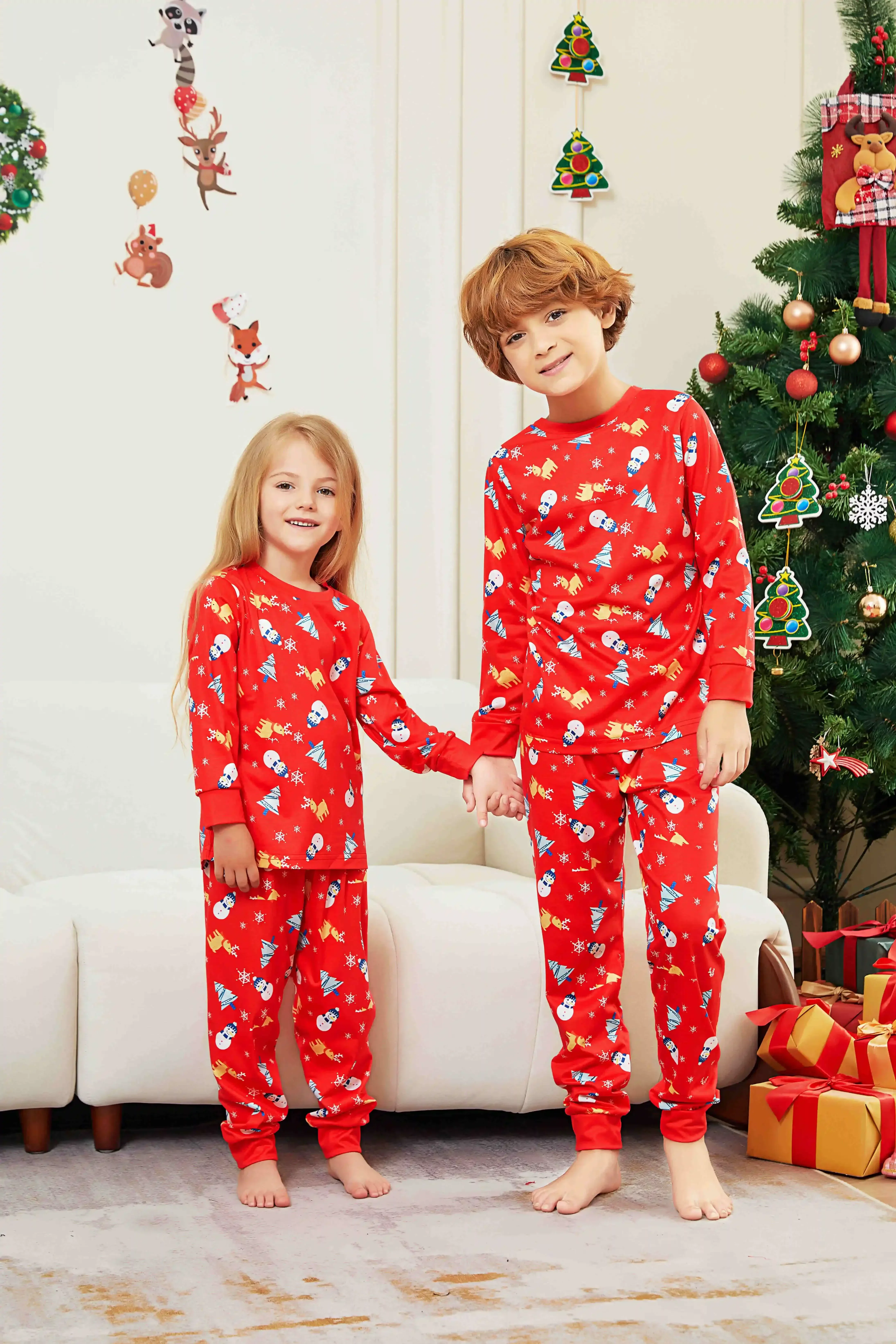 Merry Christmas Print Kids Pajamas Set Baby Boys Girls 2 Pieces Suit Cute Soft Sleepwear Children\'s Clothing 6M-14Y Xmas Look