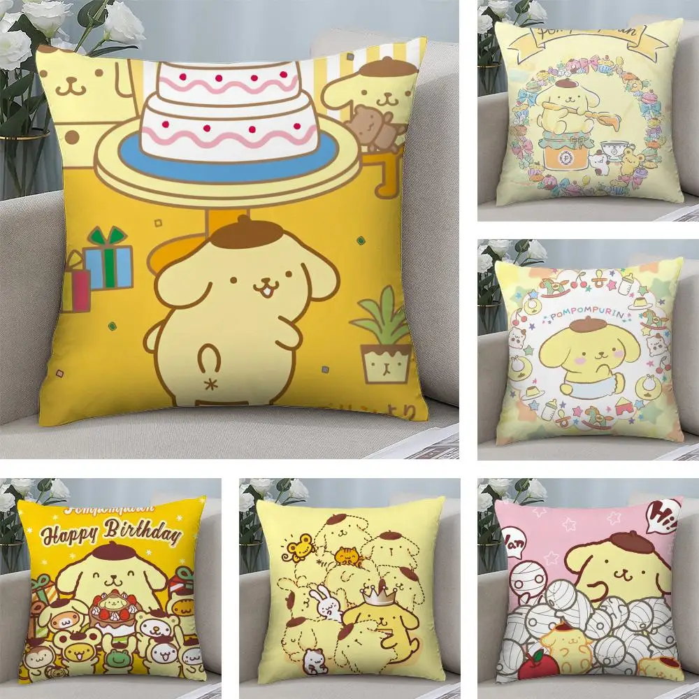 Pomppurin bonito fronha tecido de pelúcia macio dupla face impresso sofá quente inverno casa criança presente capa de almofada