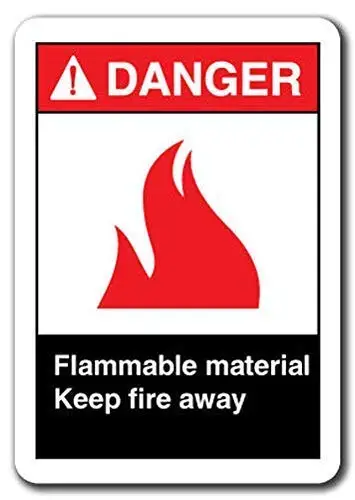 Reproduction Metal tin Sign 8x12Inch,Danger - Flammable Material Keep Fire Away Safety,Novelty Laughing Funny Office Home Shop M