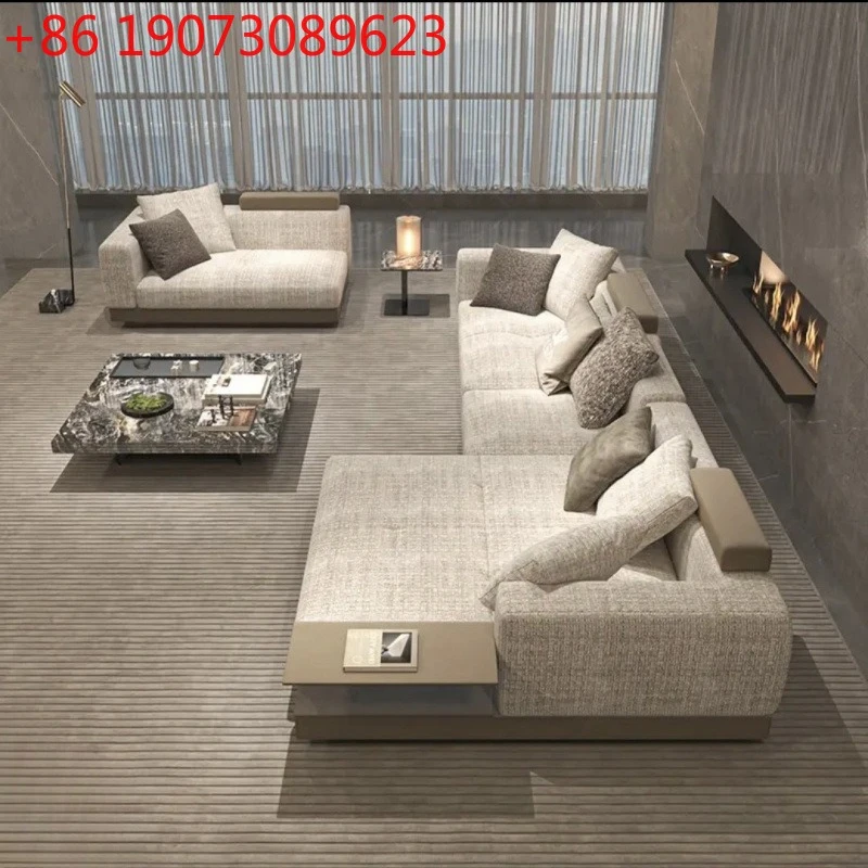 

Высококачественный итальянский тканевый диван, современная простая угловая вилла из хлопка и льна, минималистичная гостиная