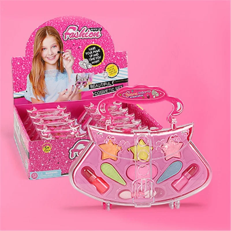 Kinder Make-Up Kit Baby Meisjes Make-Up Cosmetische Speeldoos Prinses Cosmetische Handtas Meisje Speelgoed Set Lippenstift Oogschaduw Speelgoed