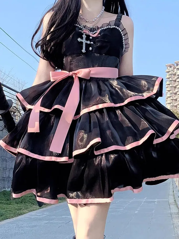 Three-Section Jsk Contrast Color Oversized Skirt Lolita Dress Soft Girl Cute Birthday