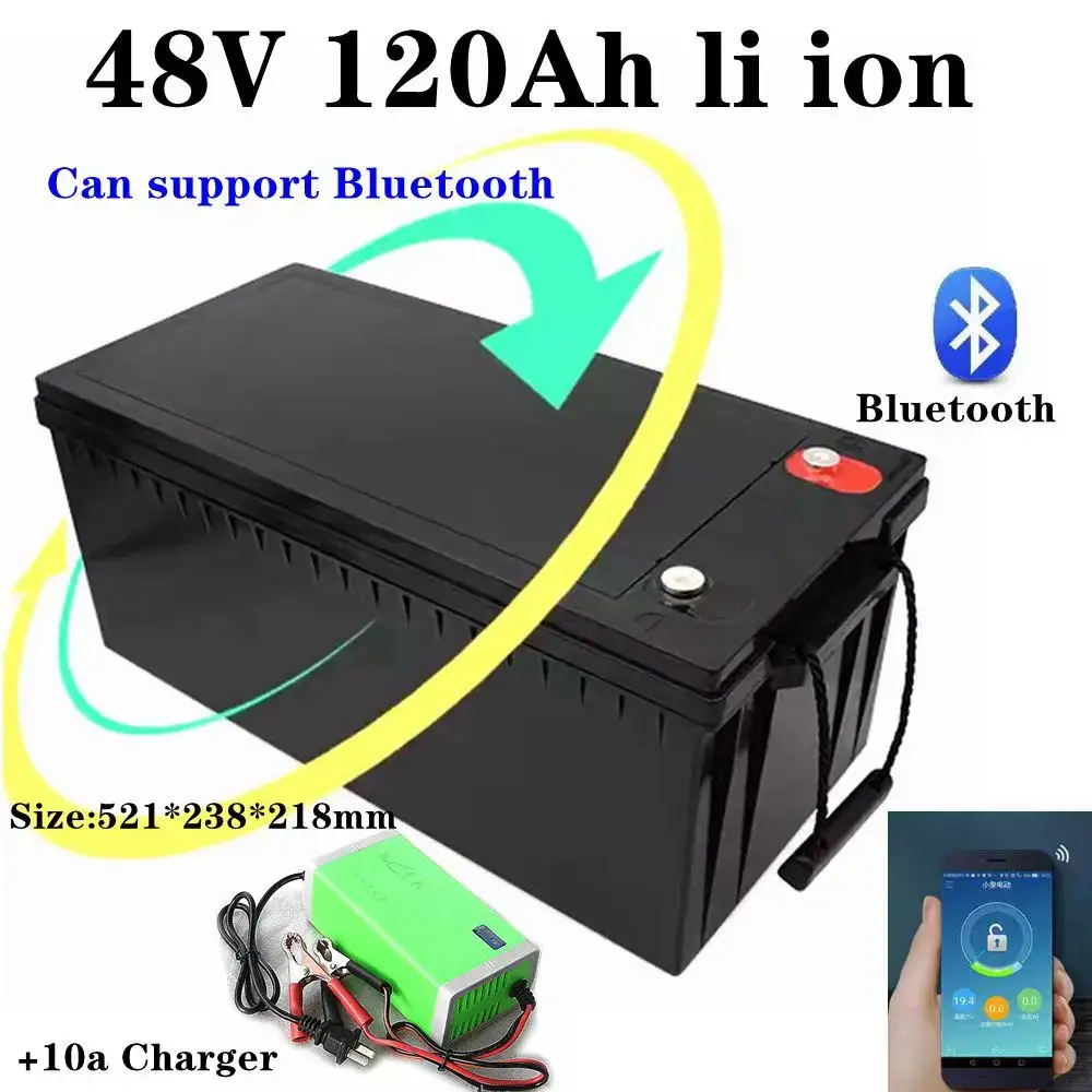 

waterproof lithium 48V 120AH li ion battery With BMS for 5000W 7000W UPS scooter EV boat Solar inverters +10A charger