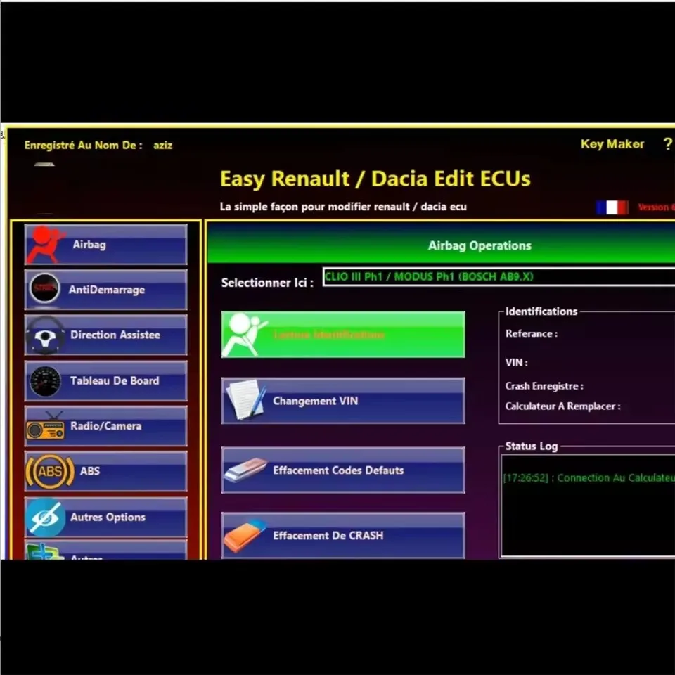 

Easy Ren ault 6.1.4 Software ECU Airbag Crash Clearing Card Key UCH Cleaner Compatible with OBDLink Renolink for Vehicle Modific