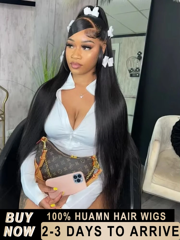 

220 Density Bone Straight 13x6 HD Black Lace Frontal 100% Human Hair Wigs 13x5 30 40 42 Inch Brazilian Lace Front Human Hair Wig