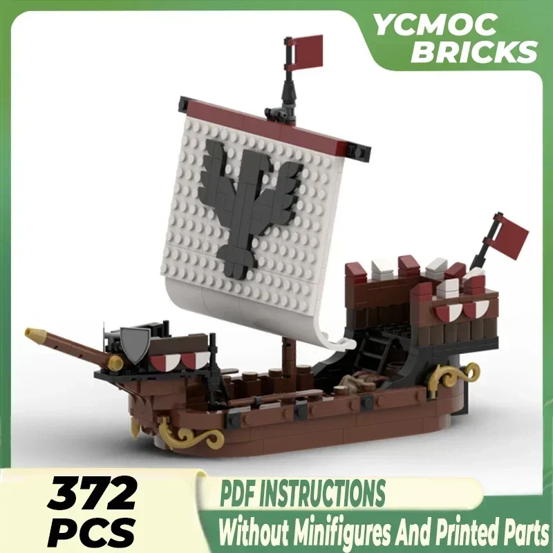 Moc Bouwstenen Piratenboot Model Middeleeuwse Valken Schip Technologie Modulaire Blokken Geschenken Kerst Speelgoed DIY Sets Montage