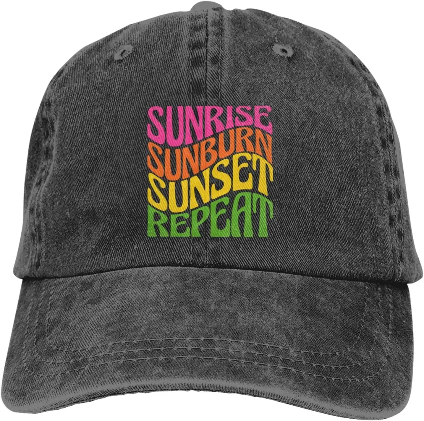 

Sunrise Sunburn Sunset Repeat Baseball Cap Denim Dad Hat Adjustable Original Classic Low Profile Cotton Hat Men Women