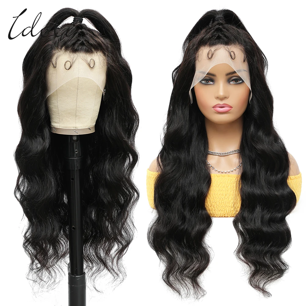 13x4 Body Wave Lace Front Wigs Human Hair Pre Plucked HD Transparent Lace Frontal Wig with Baby Hair 180% Density Gluless Wig