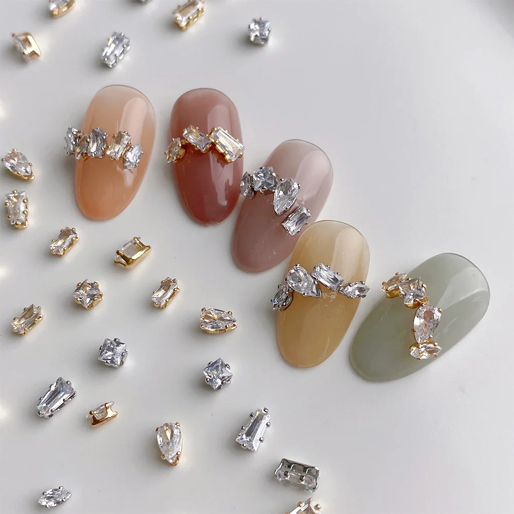 20 pçs strass arte do prego encantos conjunto de jóias diamante decoração do prego brilhante gota de água quadrado zircão manicare cristal prego