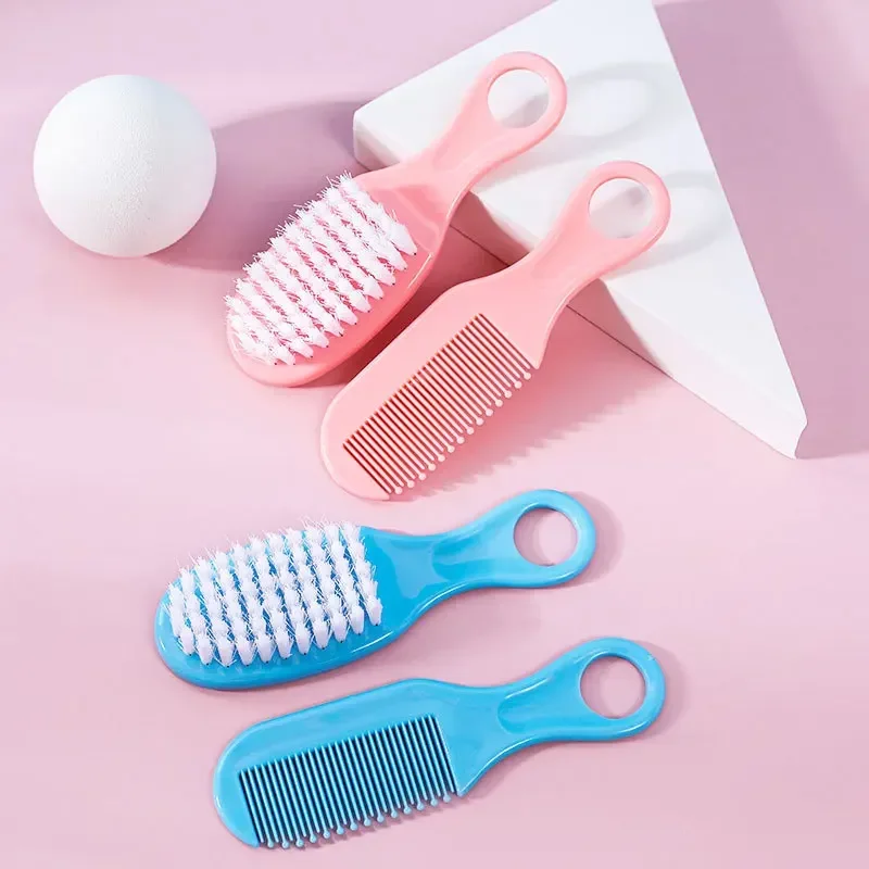 2Pcs/Set Baby Hairbrush Comb Portable Newborn Infant Toddlers Soft Hair Brush Head Massager Comb Set Baby Kid Hair Care Supplies