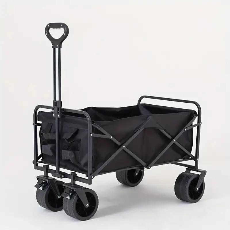 Collapsible Folding Wagon, Beach Cart Large Capacity, Heavy Duty Folding Wagon Portable, Collapsible Wagon for Sports, Shopping